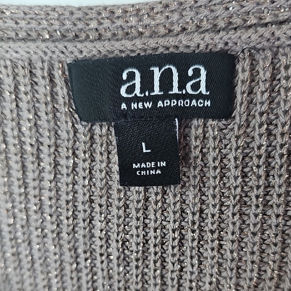 a.n.a Women's V-Neck Sparkle  Sweater - Taupe Size L - Picture 2 of 9